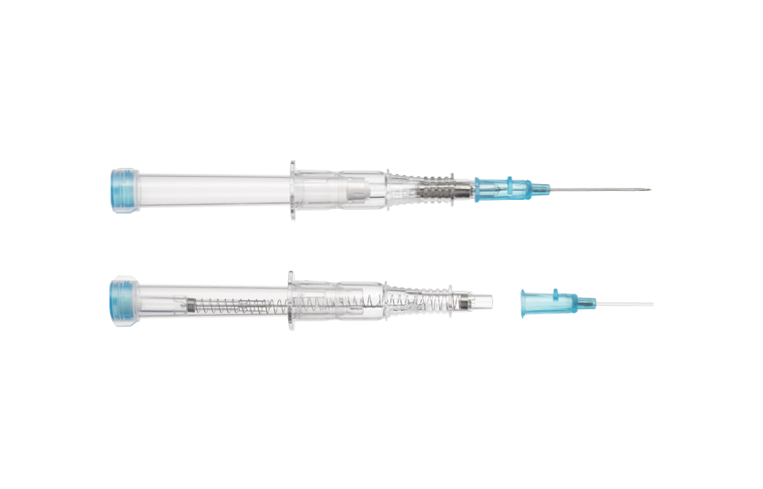 VanishPoint safety IV catheter utilizes patented automated retraction technology similar to that of the VanishPoint syringe and blood collection tube holder. It is easy to use and allows for one-handed venipuncture. It contains an integrated safety mechanism that, when activated, automatically retracts the introducer needle, which remains safely retracted inside the housing until disposal, reducing the risk of a needlestick injury.